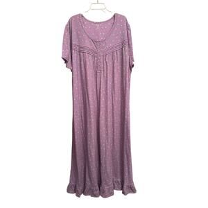 Dreams & Co Pintuck Lace Trim Long Maxi Nightgown Ruffle Cotton Cottagecore 2X